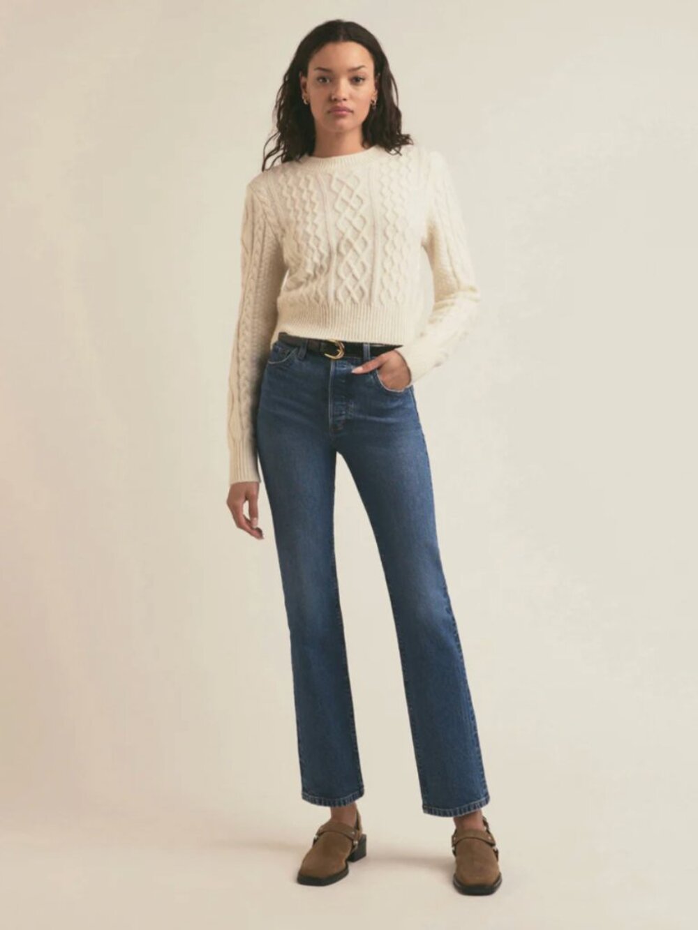 Favorite Daughter The Cable Pullover Sweater XS White Froth Wool Cashmere Luxury - Picture 6 of 12